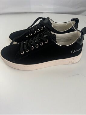 Fly London Black Sneakers with Cream Platform Sole